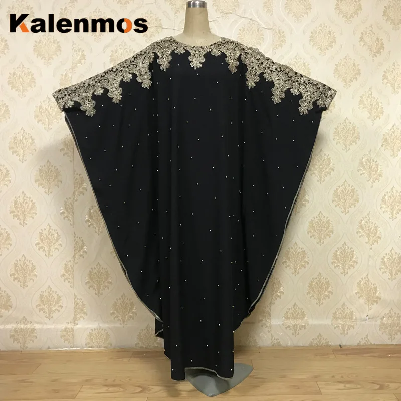 

Kalenmos Muslim Kaftan Abaya Dresses Ramadan Islamic Women Batwing Sleeve Lace Beading Loose Outwear Caftan Dubai Arab Long Robe