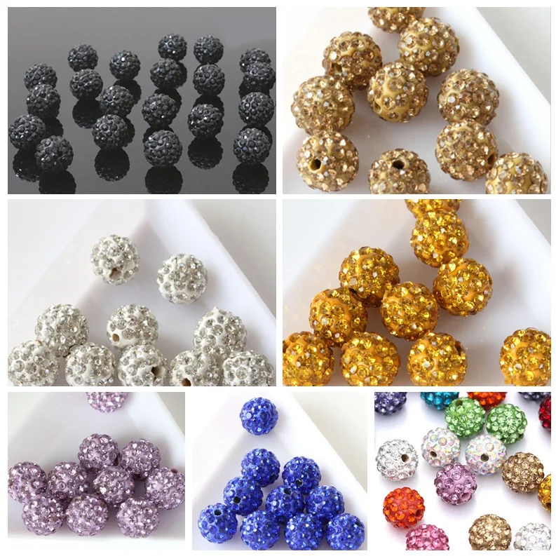 

20pcs Multicolored Czech Crystal Rhinestones Pave Clay Round Disco Ball Natural Spacer Beads DIY Jewelry Making 8/10MM