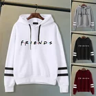 Женские толстовки с надписью Friends, модная уличная одежда, толстовка с длинным рукавом и капюшоном, женские осенние полосатые пуловеры, Прямая поставка