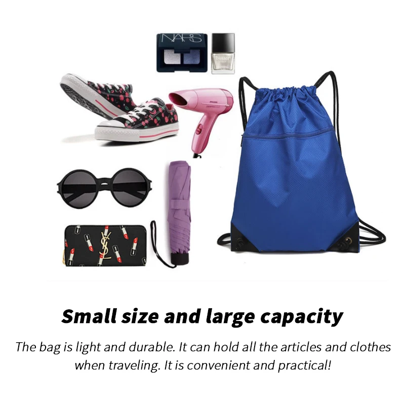 

Portable Gym Bag Drawstring Backpack Large Capacity with Zipper Backpacks Waterproof Outdoor Sports Camping Riding Beach Bag
