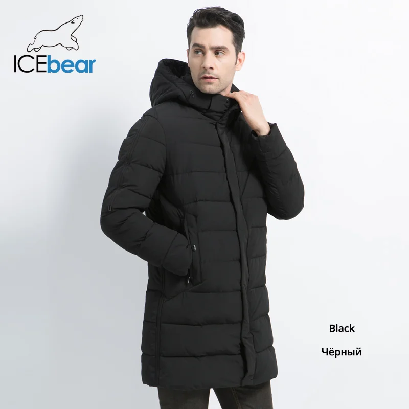 ICEbear Зимнее Пальто повседневные парки Мужская шляпа съемная теплая куртка с хлопковой подкладкой зимняя куртка мужская одежда MWD18821D - Цвет: M902