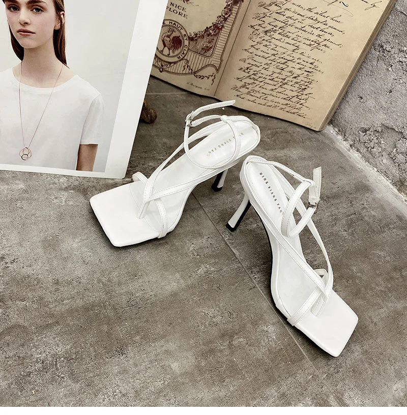 

straight show online Red blogger same fashion square head high heel clip toe Sandals Size 35 to 42