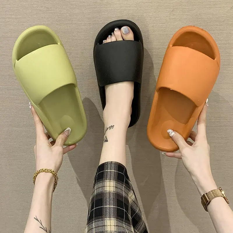 

Summer Casual Women's Slippers Solid Color Simple and Fashionable Open-toed Home Bathroom All-match Non-slip Women's Slippers