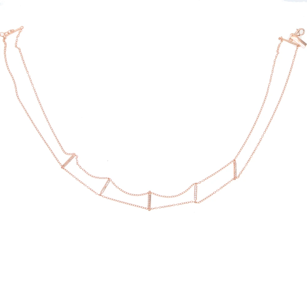 Женское Ожерелье-чокер из серебра 925 пробы с двумя изящными цепочками | Украшения