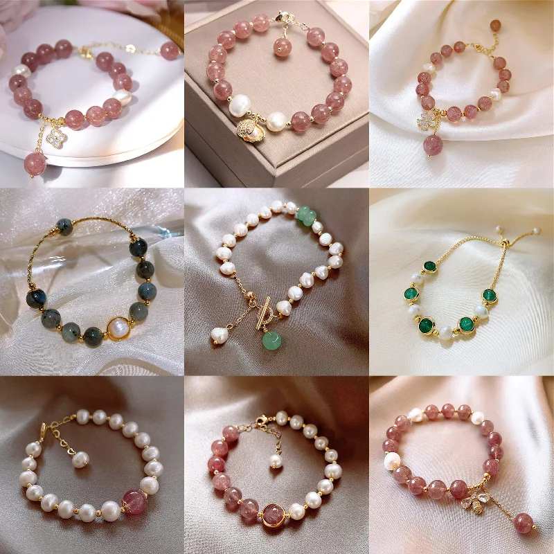 Classic Natural Stone Pearl Bracelets For Woman Exquisite New Lucky Flower Cuff Bracelet Anniversary Gift Luxury Jewelry Fashion