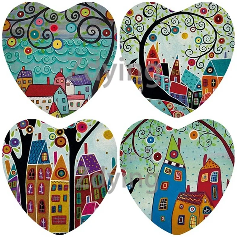 ZDYING 5 шт./лот цветные этнические цветы в форме сердца стеклянный кабошон с фото 25