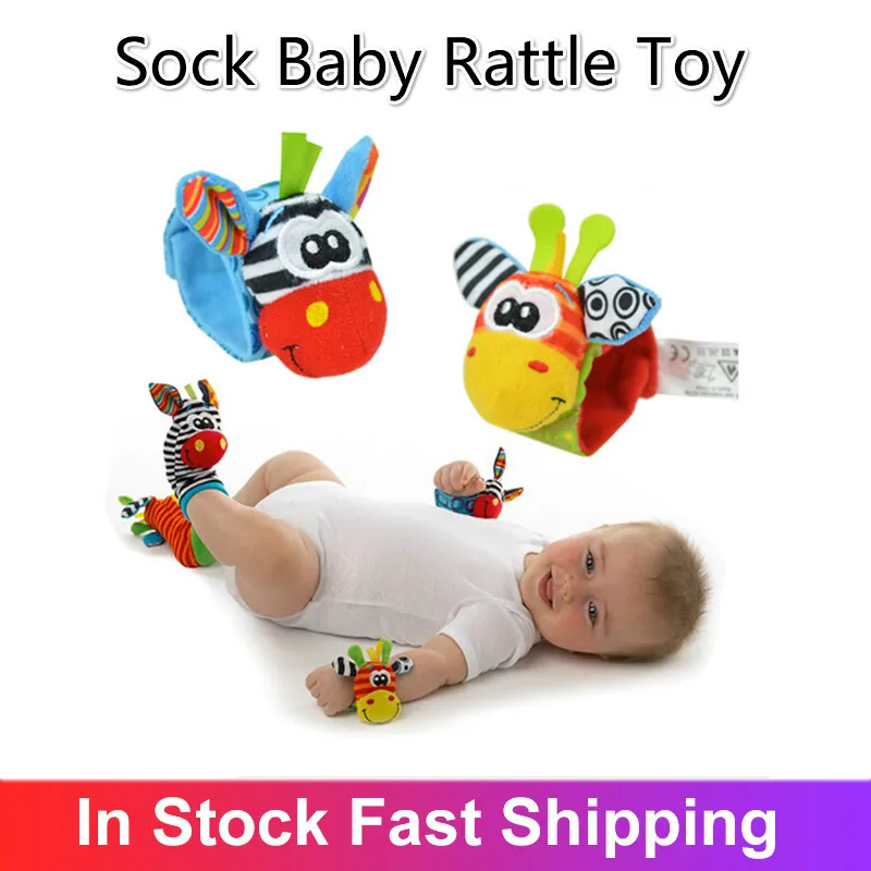 

1Pcs Cartoon Baby Toys 0-12 Months Baby Rattles Children Infant Newborn Toys Soft Plush Sock Baby Toy Wrist Stra Jouet Bebe