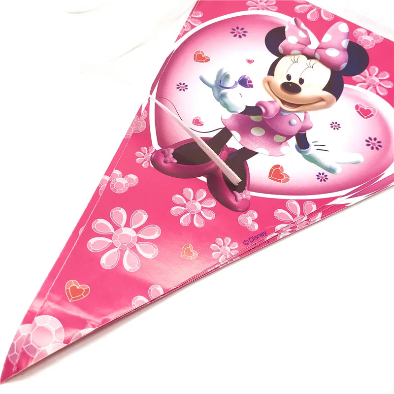 

44/28PCS Disney Minnie Mouse Baby Shower Party Decoration Birthday Sets Paper Banner/Straw/Napkin Cup Plate Supplies For Kids