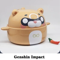 gouba bear bowl game genshin impact cosplay prop project xiang ling pet accessories cartoon ceramic eating utensils kids gifts
