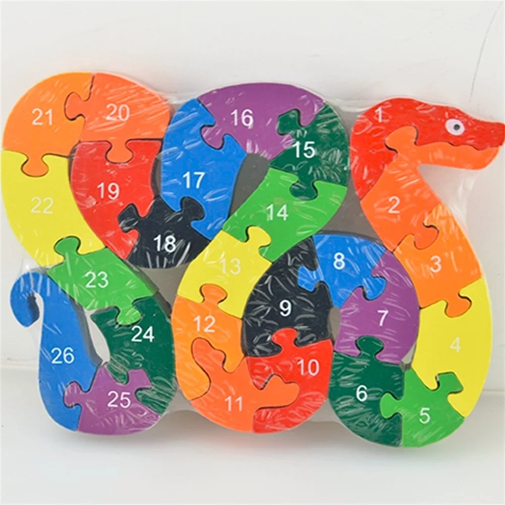 Kids Wooden Puzzle Toys Children Learning Letters Alphanumeric Lovely Snake Shape Educational Toy | Игрушки и хобби