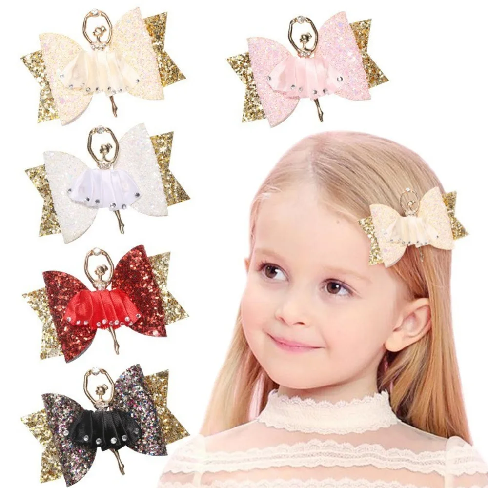 1 Pcs Cute shining Ballet Bowknot Baby Girl Rhinestone Infant Hair Accessory Clips Hairpin Headwear Children Newborn Kids Dance | Детская