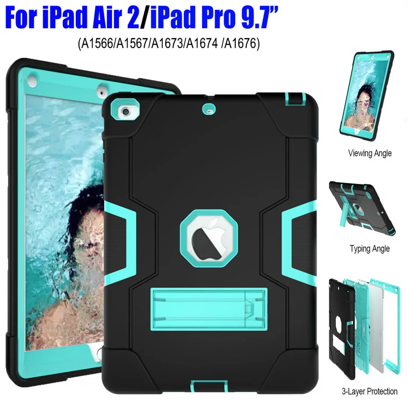 Защитный чехол для iPad Air2 / Pro 9 7 дюйма Heavy Duty Силиконовый ТПУ + ПК Жесткий с