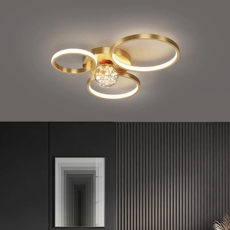 

Minimalist Luxury Luster Black Gold LED Multi-Head Chandelier for Bedroom Living Dining Room Aisle Kitchen Indoor Home Decor