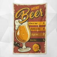 menu beer vintage beer day flag wall chart deluxe indoor outdoor banner retro oktoberfest decoration tapestry canvas painting