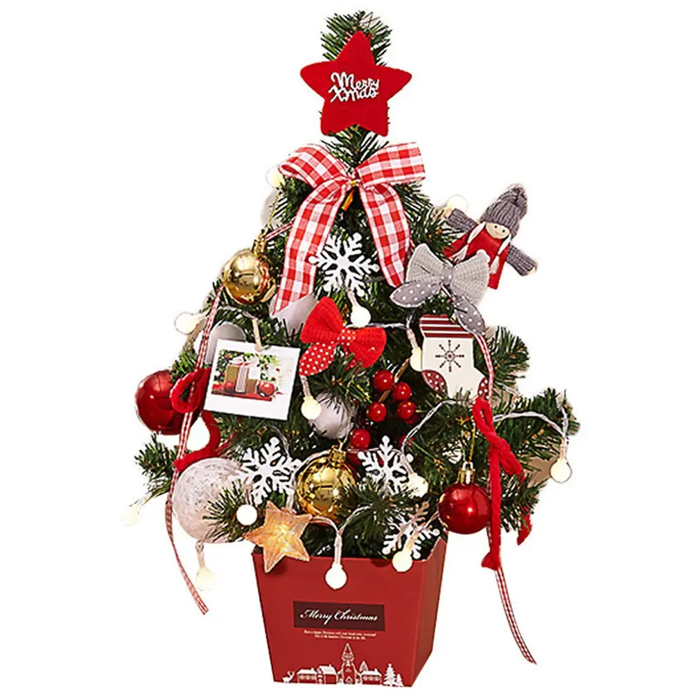 

Christmas Tree with Lights Tabletop Decoration Mini Xmas Tree Christmas Ornaments New Year Gift Home Festival Party Decoration