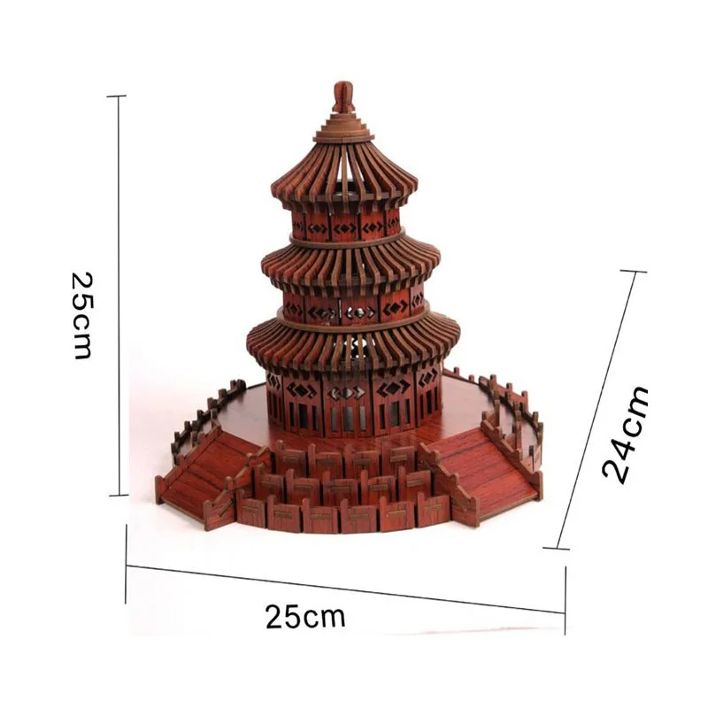 1 шт. деревянная лазерная гравировка храма неба образовательная игрушка сделай