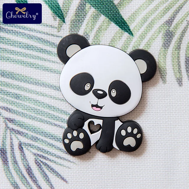 Gray Panda Новинка, 1 шт., детский медведь, силиконовый прорезыватель, ожерелье, силиконовый кулон для грызунов, BPA бесплатно, детская игрушка для кормления, пустышка, цепочка, крошечные стержни, товары, игрушки - Цвет: Gray Panda
