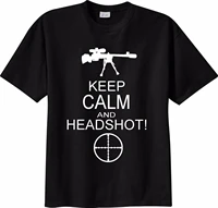 keep calm and headshot mmo fps sniper shooter t shirt summer cotton short sleeve o neck mens t shirt new s 3xl