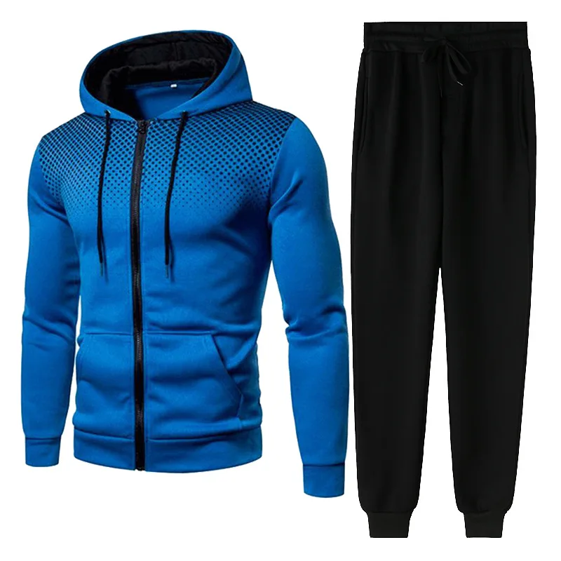 Track suit men's suit two-piece men's sportswear zipper hoodie pants sports suit casual sports shirt trend clothing sports suit