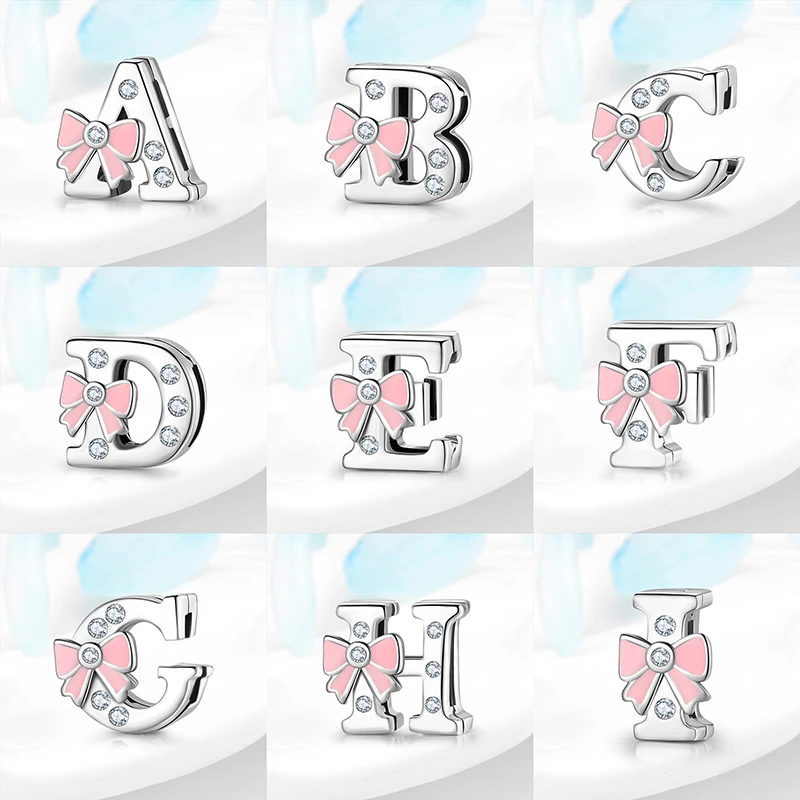 100% настоящий 925 пробы Серебряный алфавит A Z буквы Клипсы из бисера амулеты