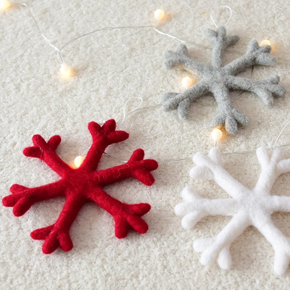 Рождественские шерстяные войлочные подвесные украшения Снежинка в форме