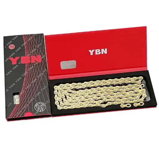 11 speed YBN велосипедные цепи сверхлегкие черные/золотые полые 10/11 скоростные цепи MTB цепь для дорожного велосипеда - Цвет: 11 speed