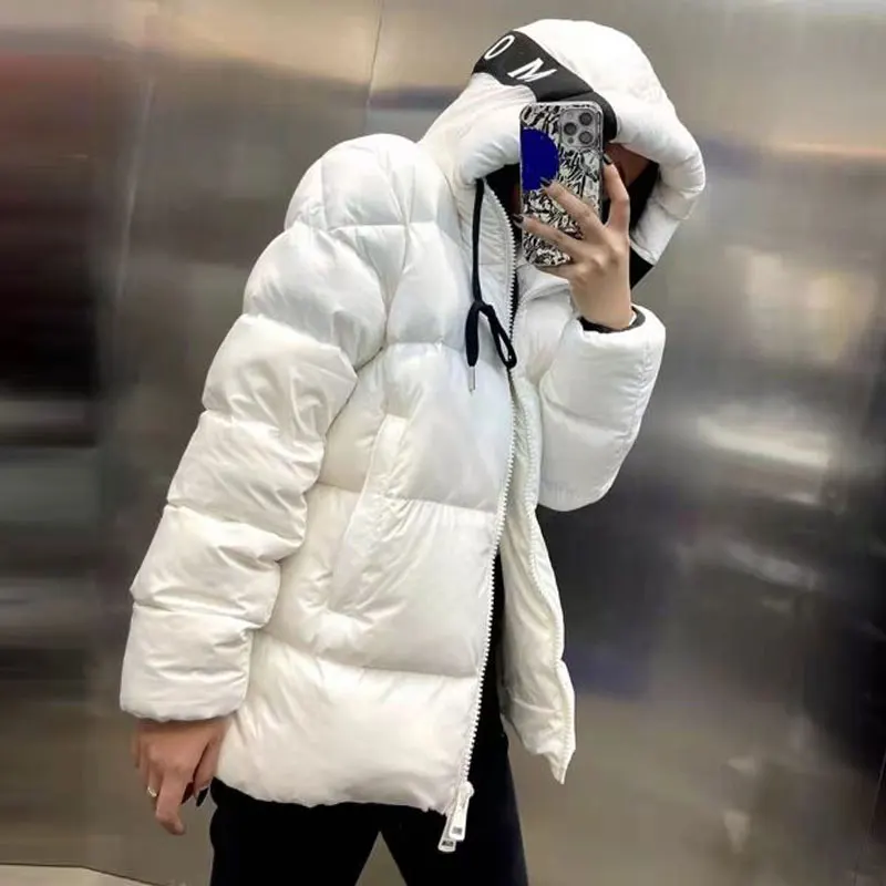 

Winter Jacket For Women Thick Letter Printing Hooded Down Jackets Plus Size Casual Warm Short Down Jacket Coat Female 2021