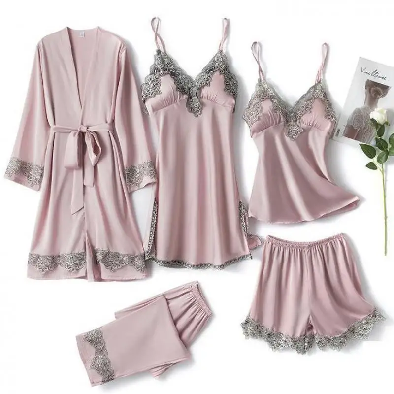 Satin Sexy Bride Bridesmaid Wedding Robe Set Sleep Suit Nightwear Intimate Lingerie Lace Summer New Homewear Sleepwear