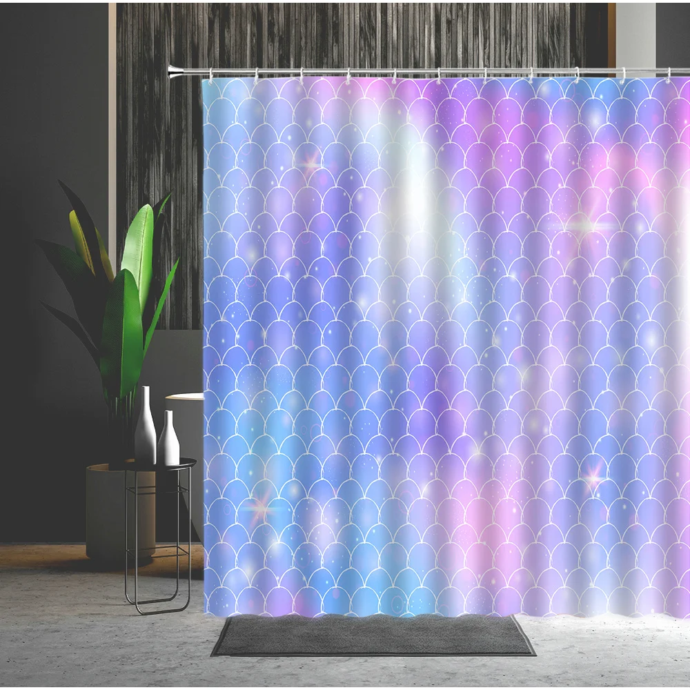 

Child Shower Curtains Cartoons Gorgeous Mermaid Scales Pattern Bathtub Decoration Polyester Cloth Multiple Size Hanging Curtain