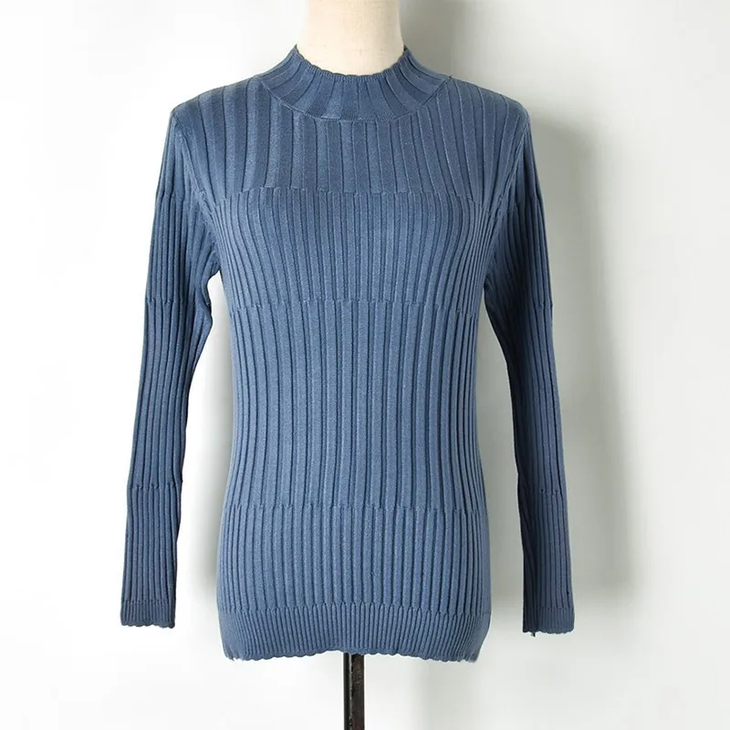 Женский простой свитер в полоску вязаный Осень-зима 2019 Тонкий Топ из тонкой ткани