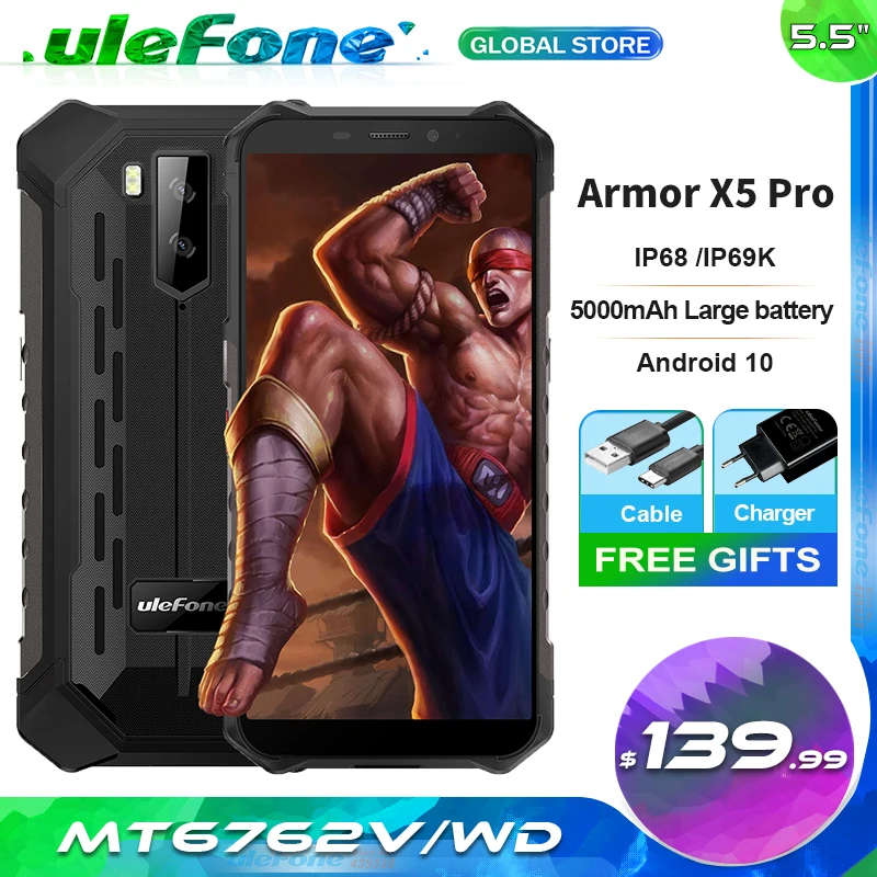 Ulefone Power X5 Pro IP68/IP69K прочный телефон Android 10 0 5000mAh Большой Батарея Dual SIM LTE 4G сети уход