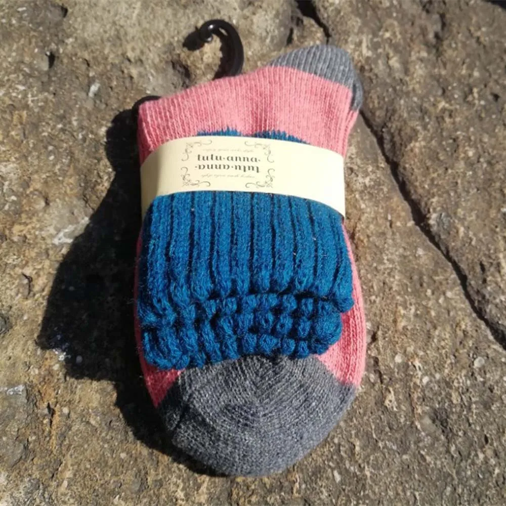 Ретро утолщенные женские носки зимние теплые кроличья шерсть смешанные