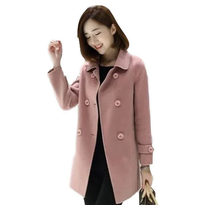 

Womens Wool Blend Coat Winter Grey Black Warm Autunm Long Coat Jackets Outwear Plus Size Harajuku Korean Japanese Plain Coats