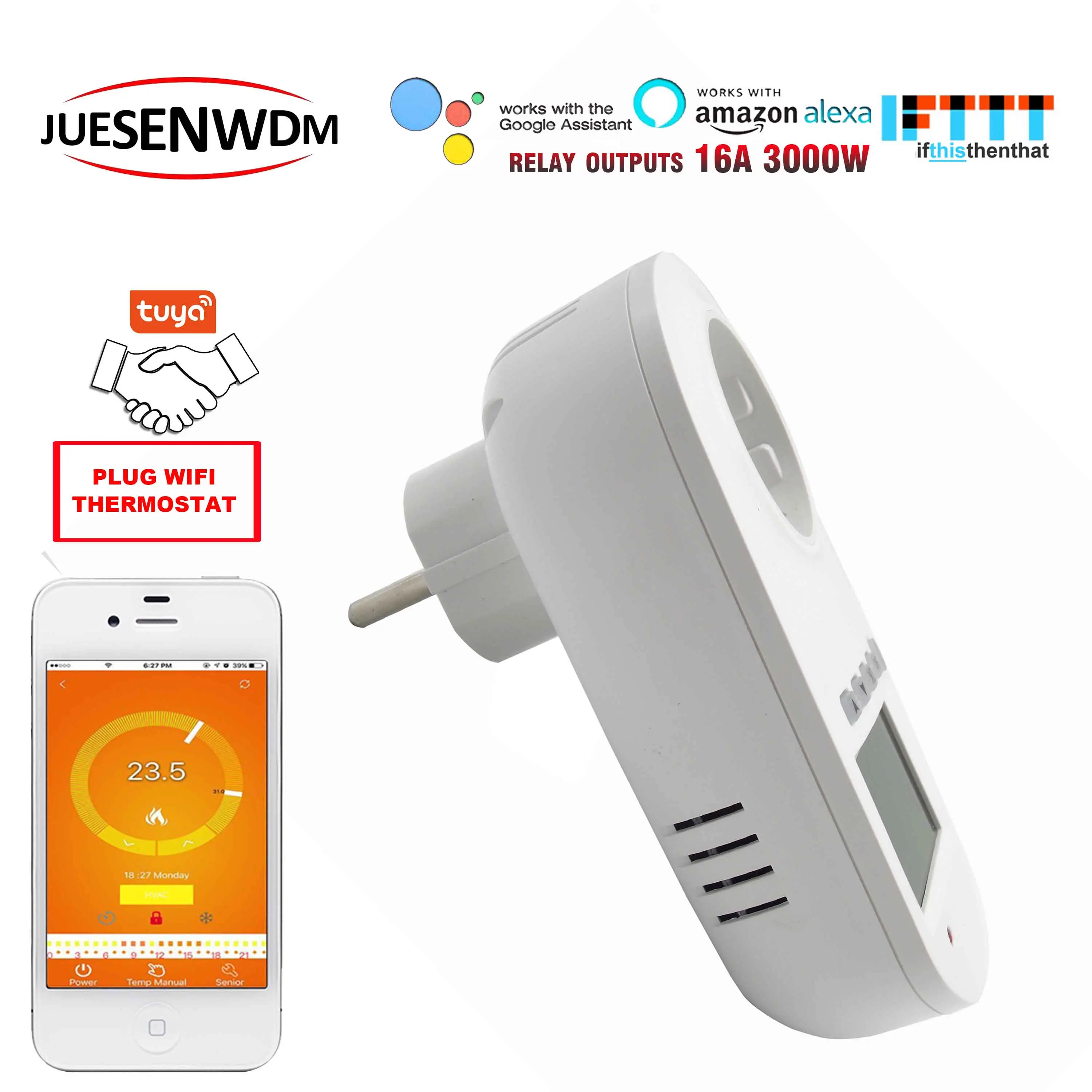 Термостат для интерактивных голосовых сообщений TUYA вилка стандарта ЕС Wi Fi 16
