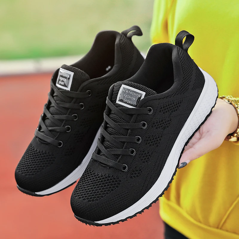 Light Female Sneakers Women Running Shoes Lace-Up Breathable Mesh Casual Sport Walking Shoe Black Ladies Summer Zapatillas Mujer