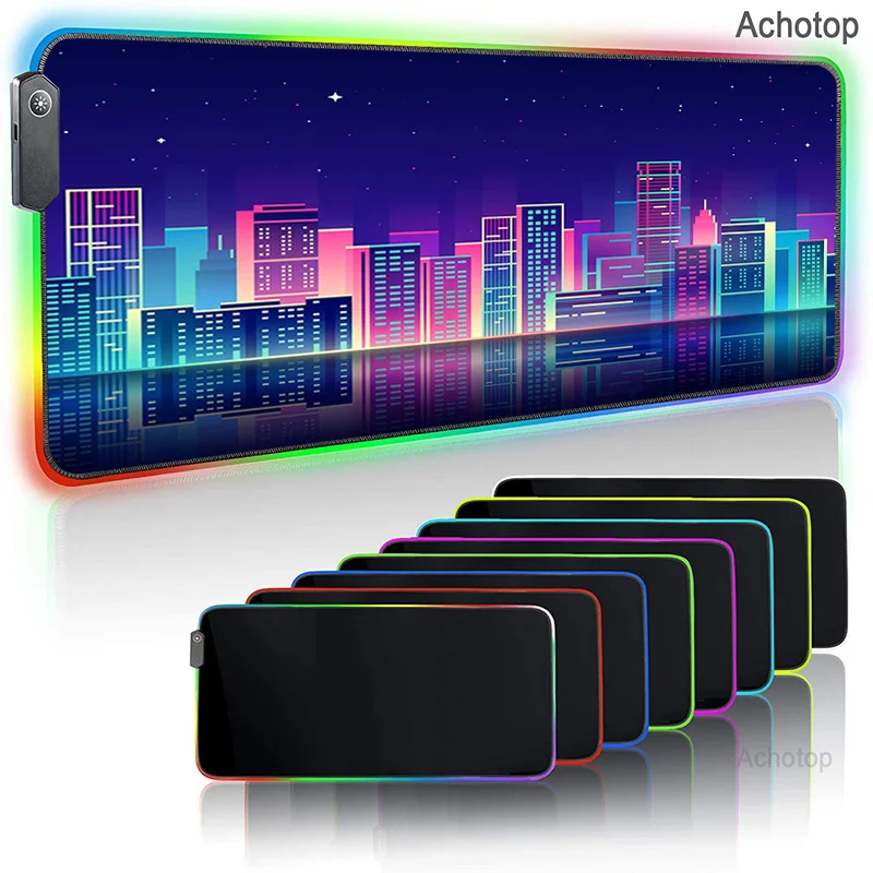 

Neon Pixel Gaming Mousepad Slipmat RGB Led Setup Gamer Decoration Cool Glowing XL Mouse Mat Pc Republic of Gamers with Cable Rug