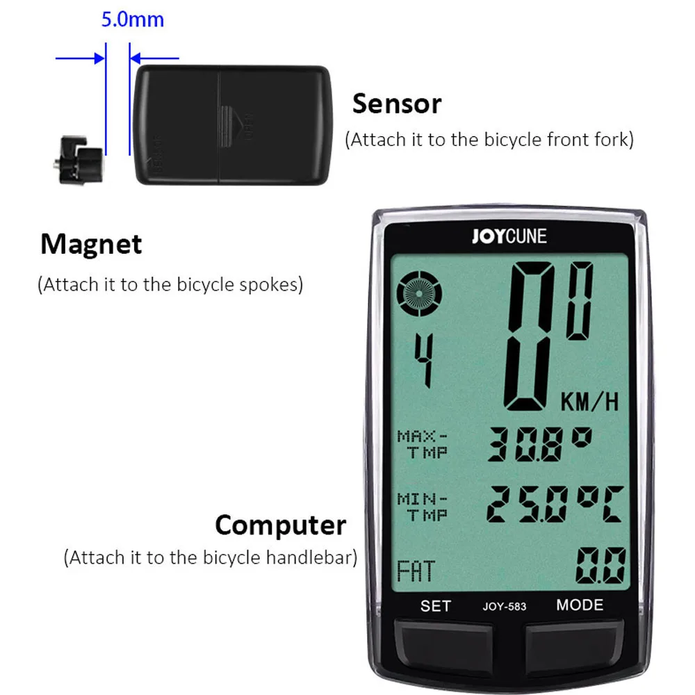 

Cycling Bicycle Speedometer Backlight Dual Battery Automatic Wake-up Wireless Anti-interference Stopwatch Riding Computers