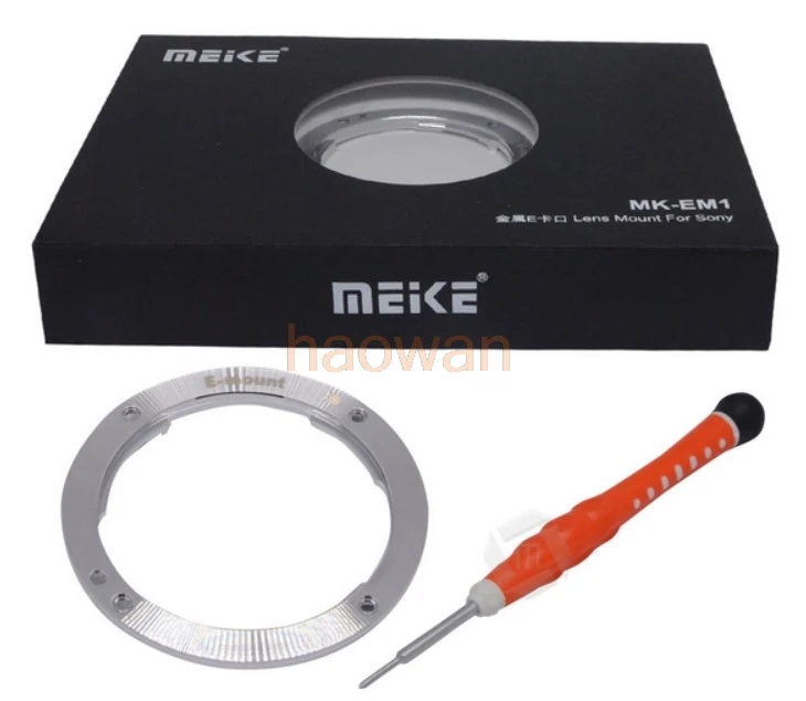 Купи Переходное кольцо Meike MK-EM1 для Объектива Sony E Mount NEX-3/5/5n/6/7/F3/5R NEX-VG10 A7 a9 A7R A6000 A5100 A5000 a6500 a6300 за 1,590 рублей в магазине AliExpress