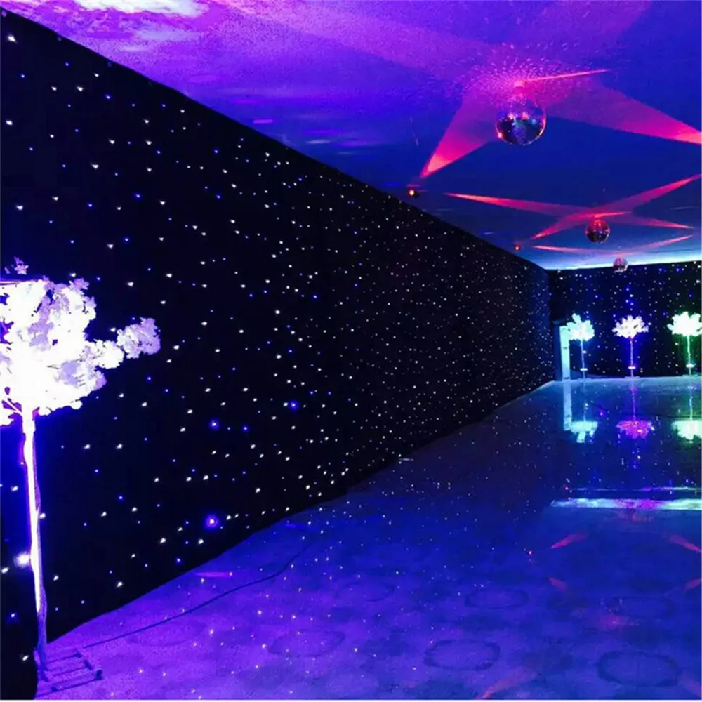 

2021 New Fashion Blue - White Colors LED Star Curtain Wedding Backdrop Decoration Cloth With Controller Free Shipping Backdrop