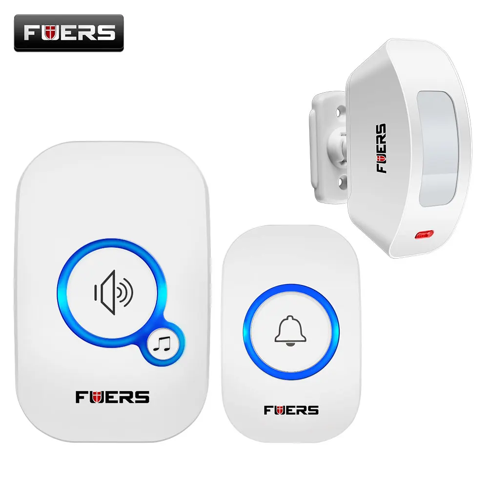 kit4 Fuers беспроводной дверной звонок Домашняя безопасность Pir движения приветственный Звонок дверной датчик звуковая сигнализация 32 Песни умный дверной звонок кольцо сенсорная кнопка - Цвет: kit4