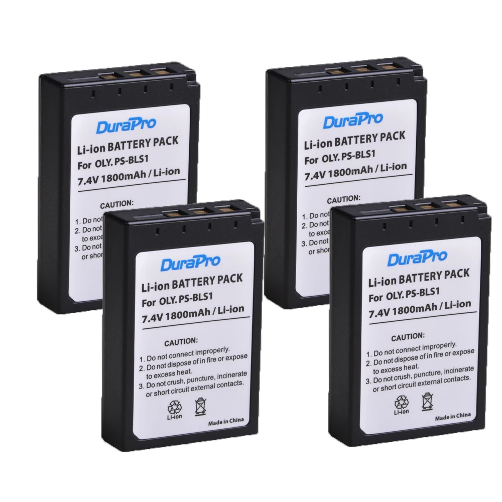 DuraPro 4x 1800mAH PS-BLS1 PSBLS1 Camera Battery for Olympus PEN E-PL1 E-PM1 EP3 EPL3 Evolt E-420 E-620 E-450 E-400 E-410