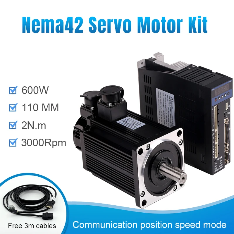 110ST M02030 220V 0.6KW AC Серводвигатель 3000 об/мин 2N.M. 600 Вт 3 фазный ac драйвер постоянный