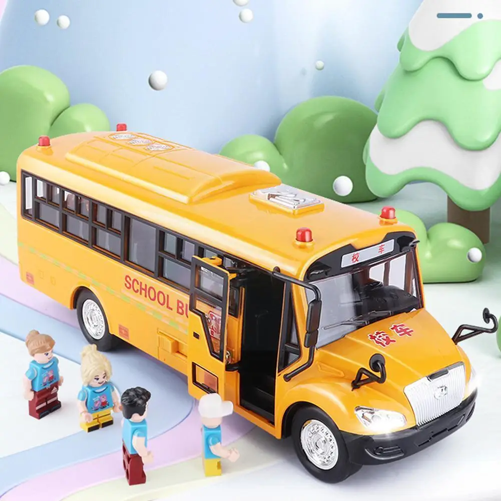 

Simulation Inertial School Bus Toys School Car Model Music Car Lighting School Bus For Kids Children's Toys Friction Toys B7G9