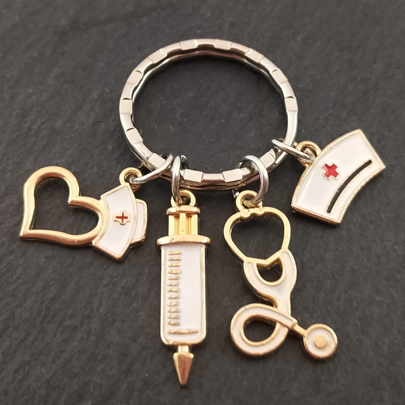 New Design Jewelry Doctor Medical Tools Stethoscope Syringe Key Ring Nurse Student Gift Keychain Souvenir Charm Bag Car | Украшения и
