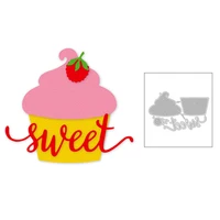 2020 new cup cake strawberry and sweet english words metal cutting dies for diy greeting card album scrapbooking making no stamp