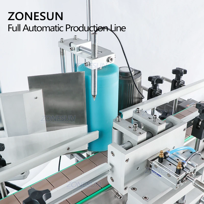 

ZONESUN Tabletop 4 Heads Diaphragm Pump Juice Perfume Vial Filling Capping Round Bottle Labeling Machine for Production Line