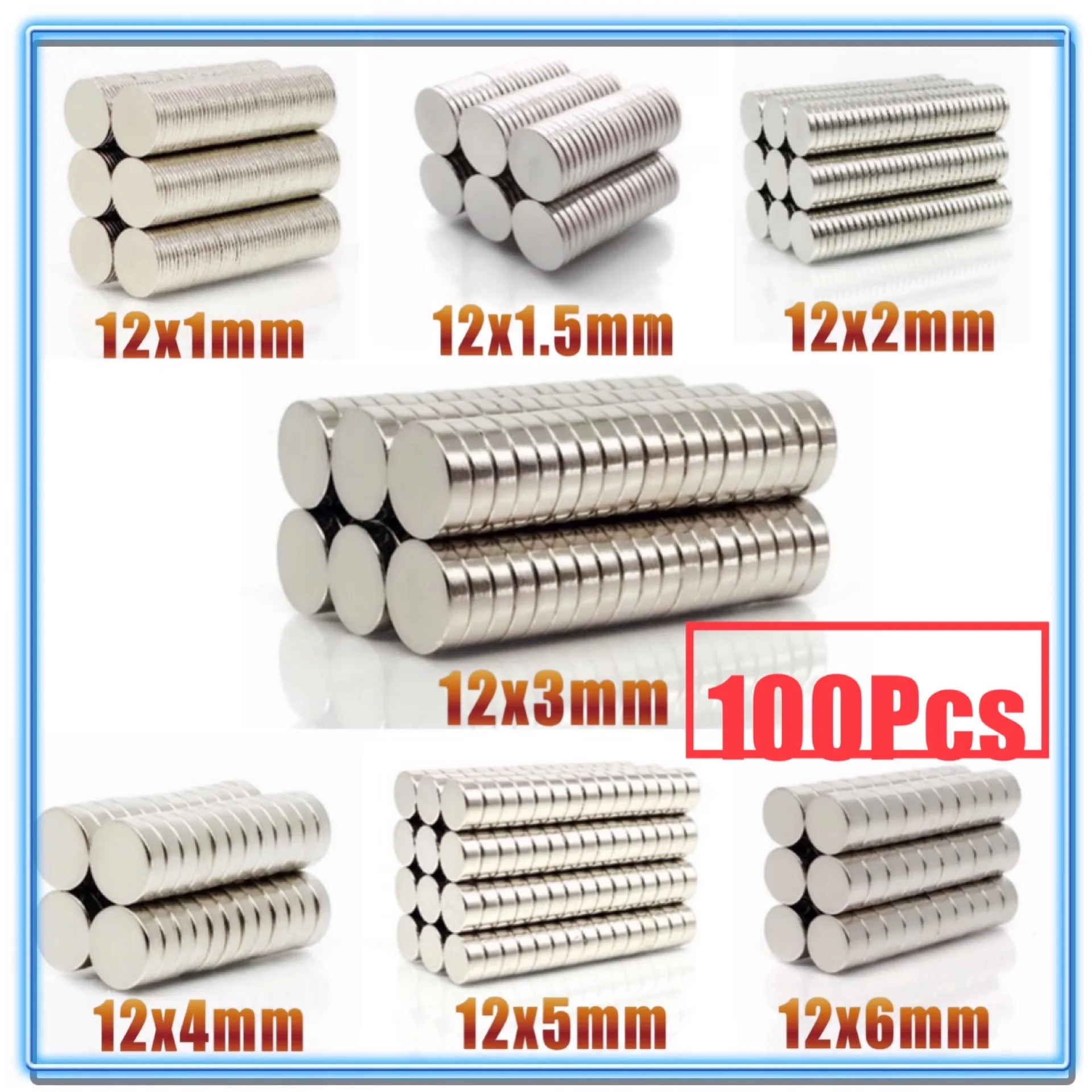 Неодимовый магнит NdFeB N35 12x1/12x100/12x2/12x3/12x4 мм 1 5 шт. | Строительство и ремонт