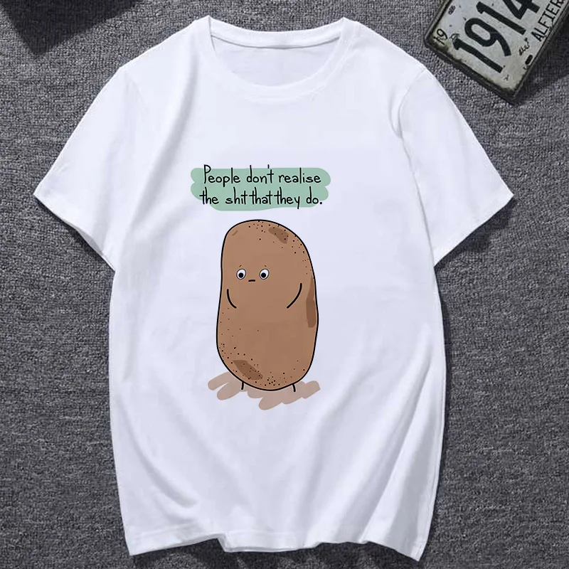 Женская белая футболка Lus Los Kawaii с изображением картофеля дизайнерская милые