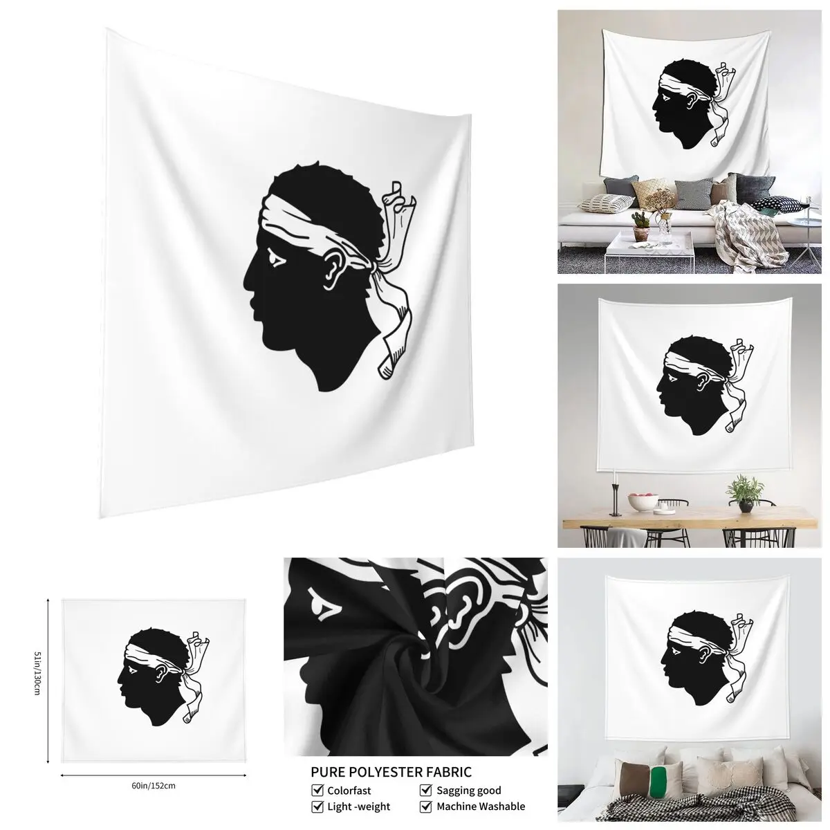 

Flag Of Corsica Tapestry premium Tapestries Print Geek Flags of the regions of France decorative paintings