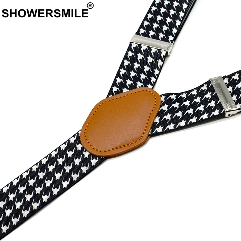 Подтяжки SHOWERSMILE в стиле гусиные лапки мужские модные повседневные кожаные